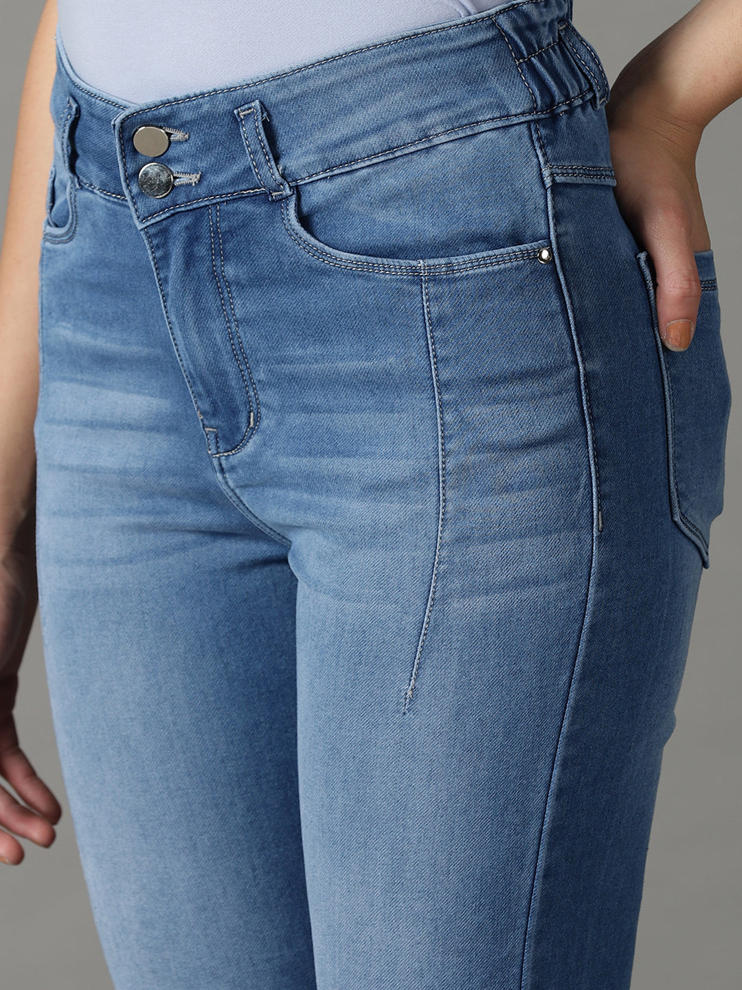 Women Solid Blue Relaxed Fit Denim Jeans