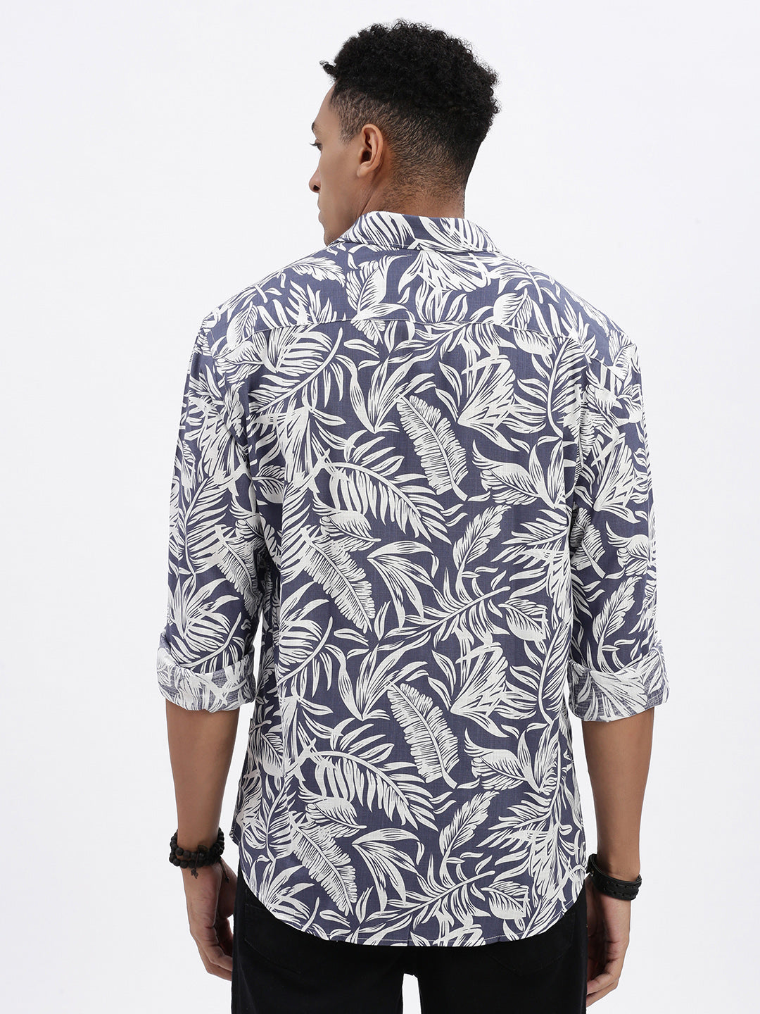 Men Blue Graphic Slim Fit Shirt