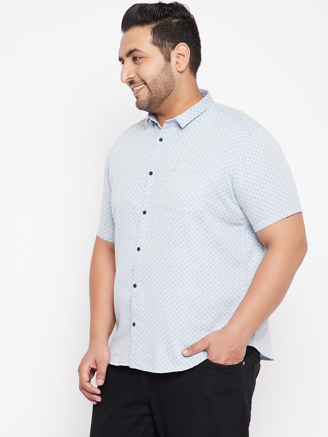 Men Blue Printed Shirt