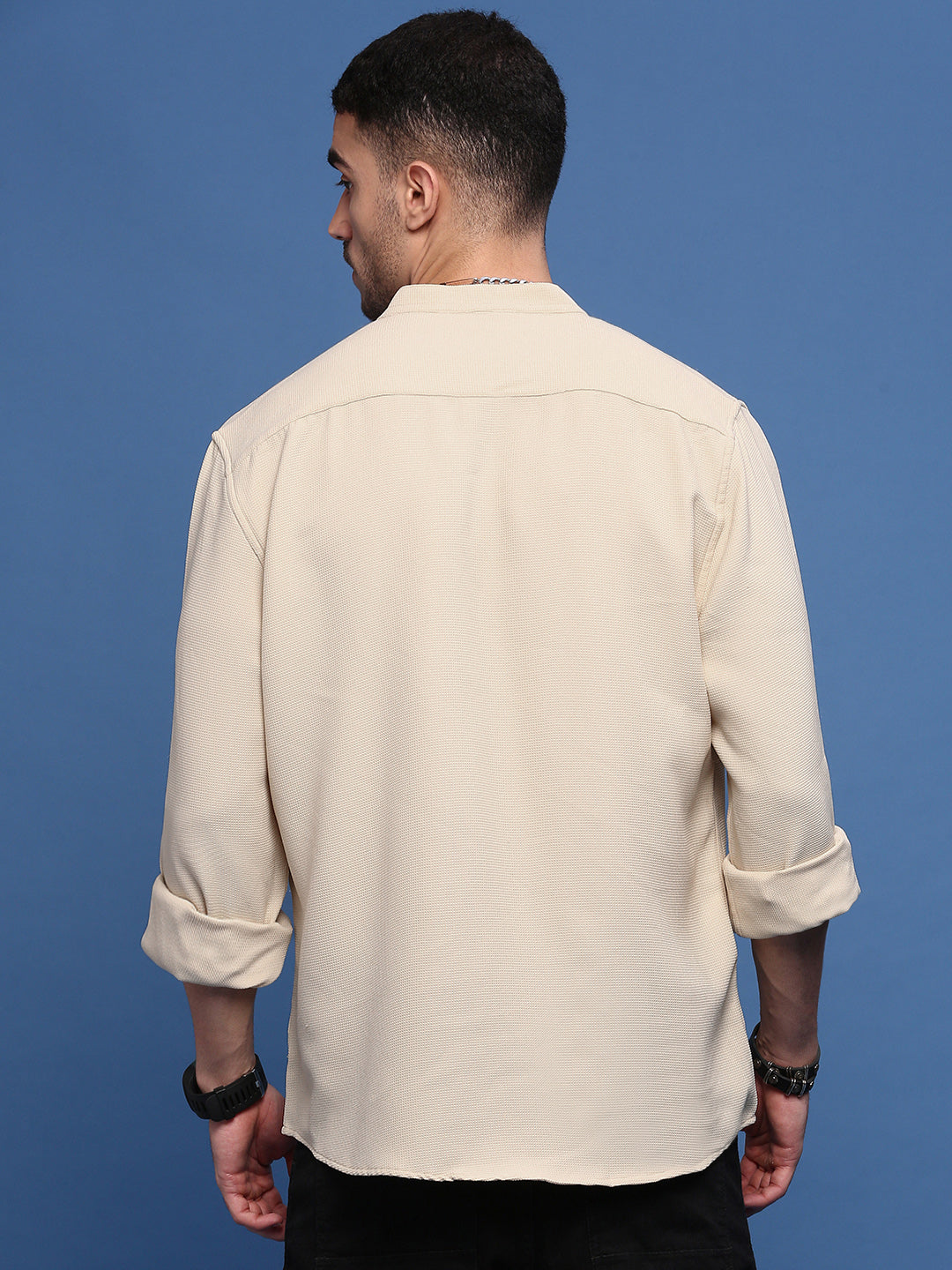 Men Beige Solid Slim Fit Shirt