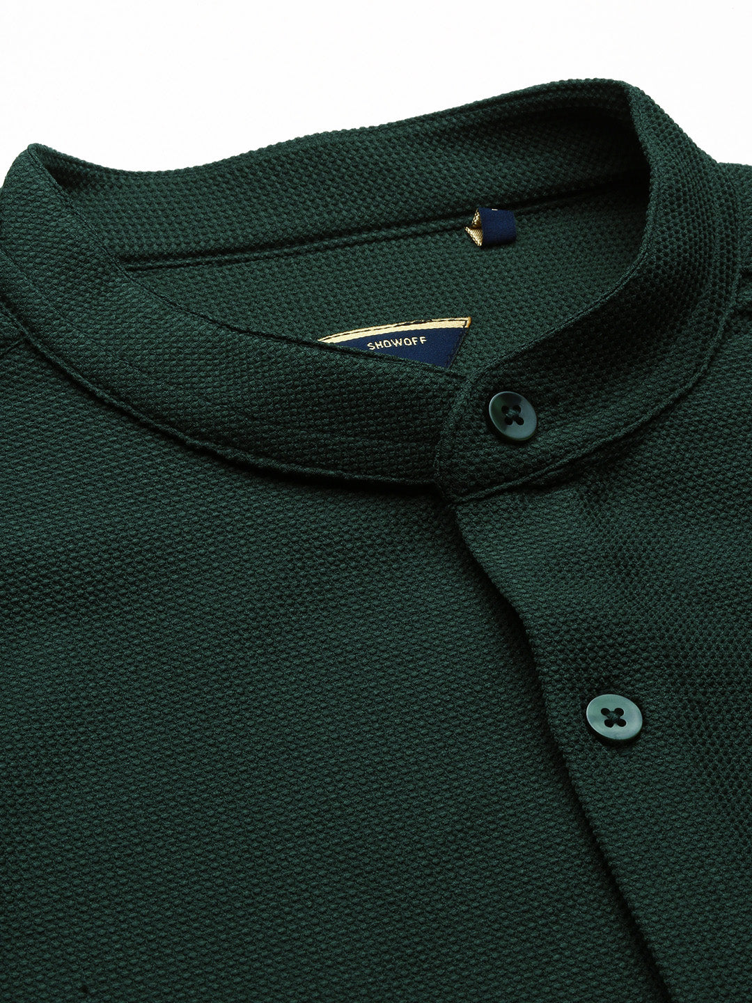 Men Green Solid Slim Fit Shirt