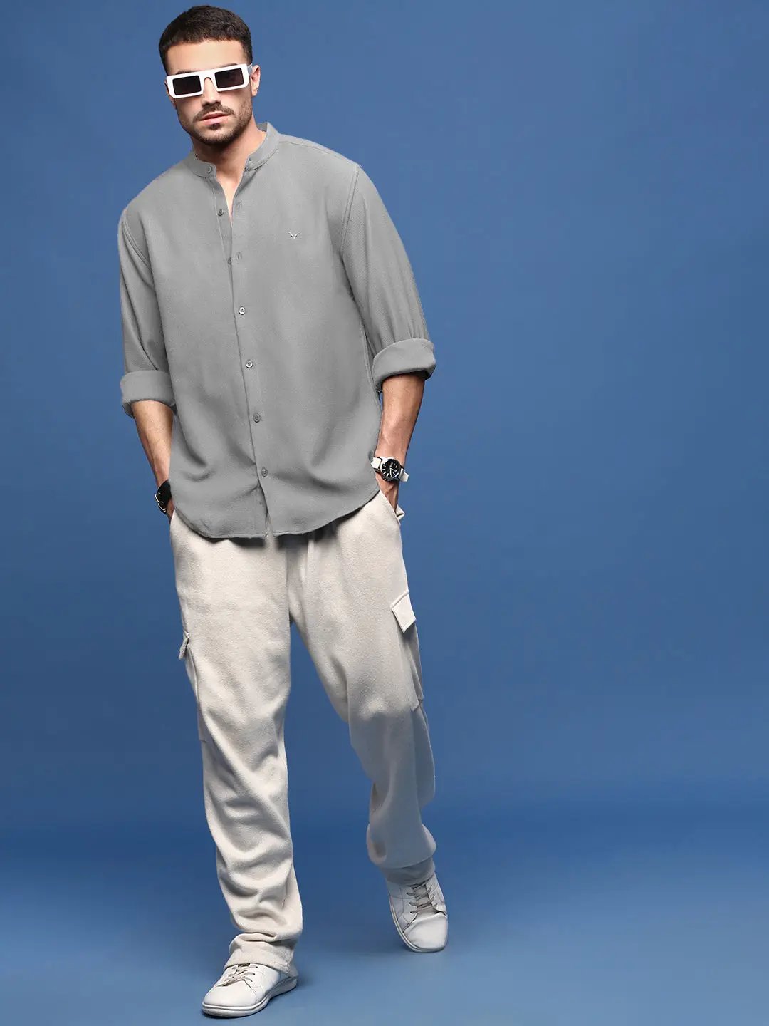 Men's Grey Slim Fit Shirt - from SHOWOFFFF
