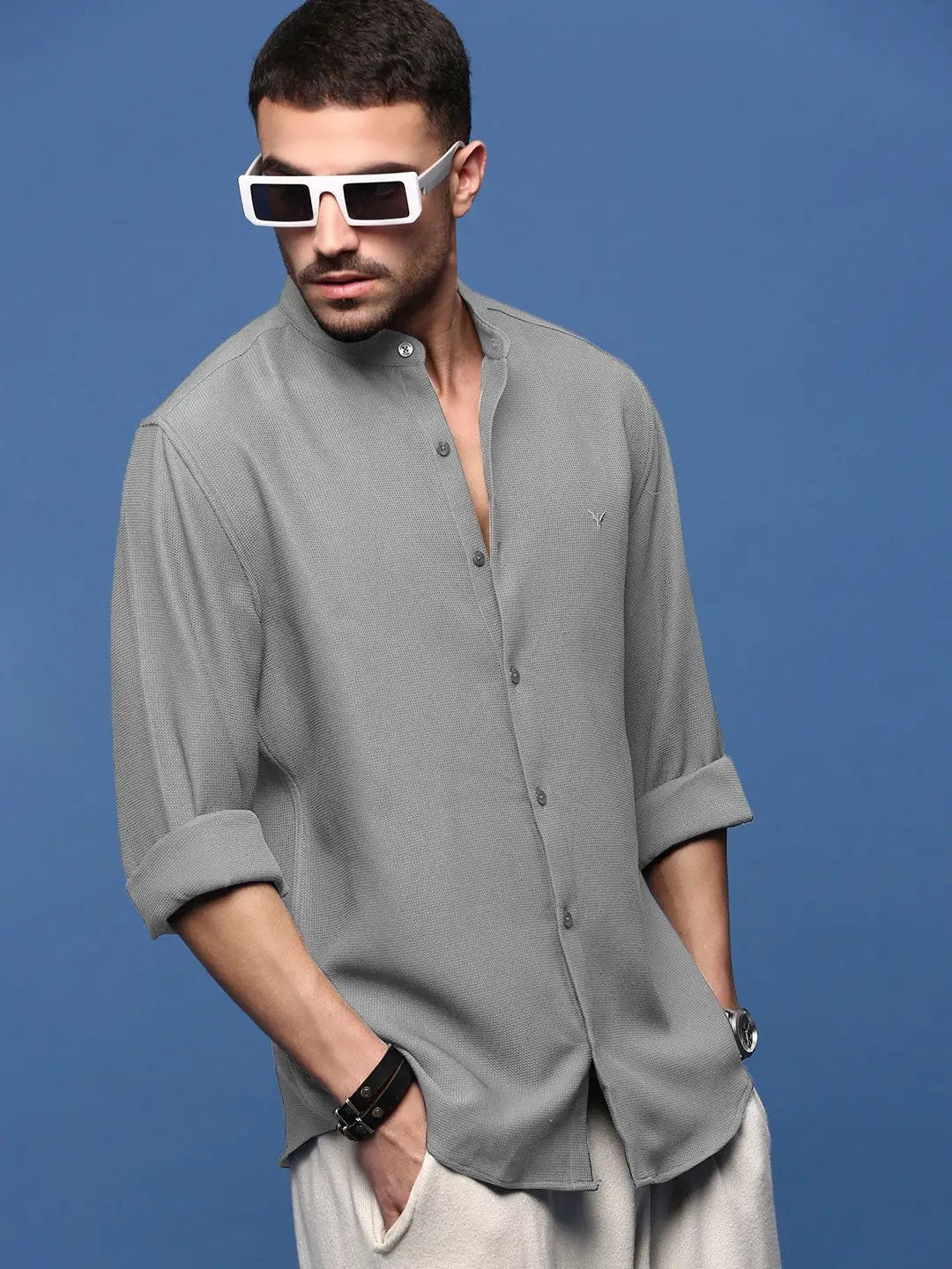 Men's Grey Slim Fit Shirt - from SHOWOFFFF