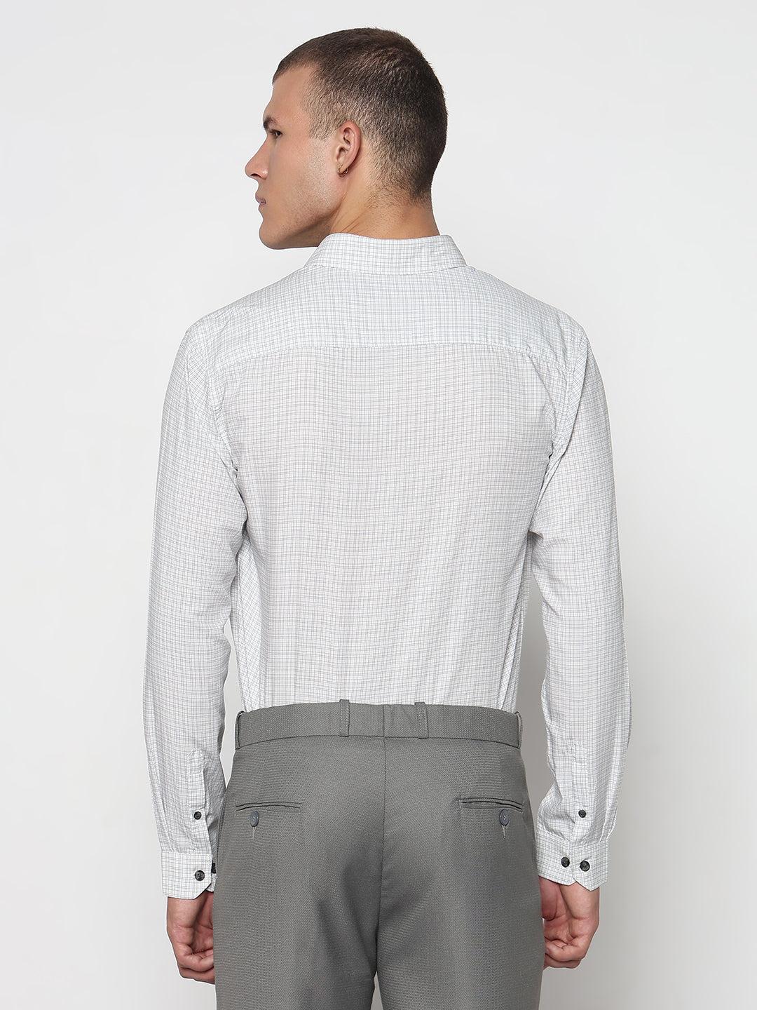 Men's Checked White Slim Fit Formal Shirt