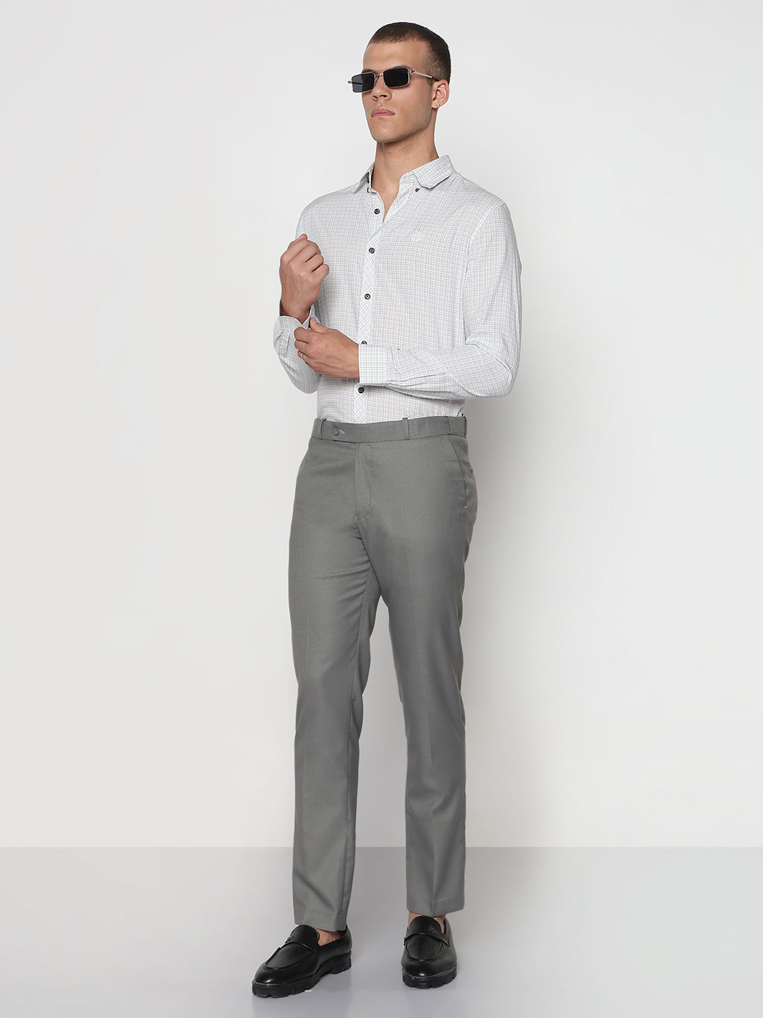 Men's Checked White Slim Fit Formal Shirt