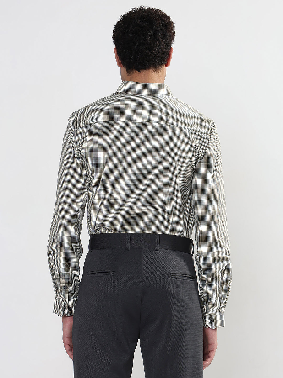 Men's Checked Green Slim Fit Formal Shirt