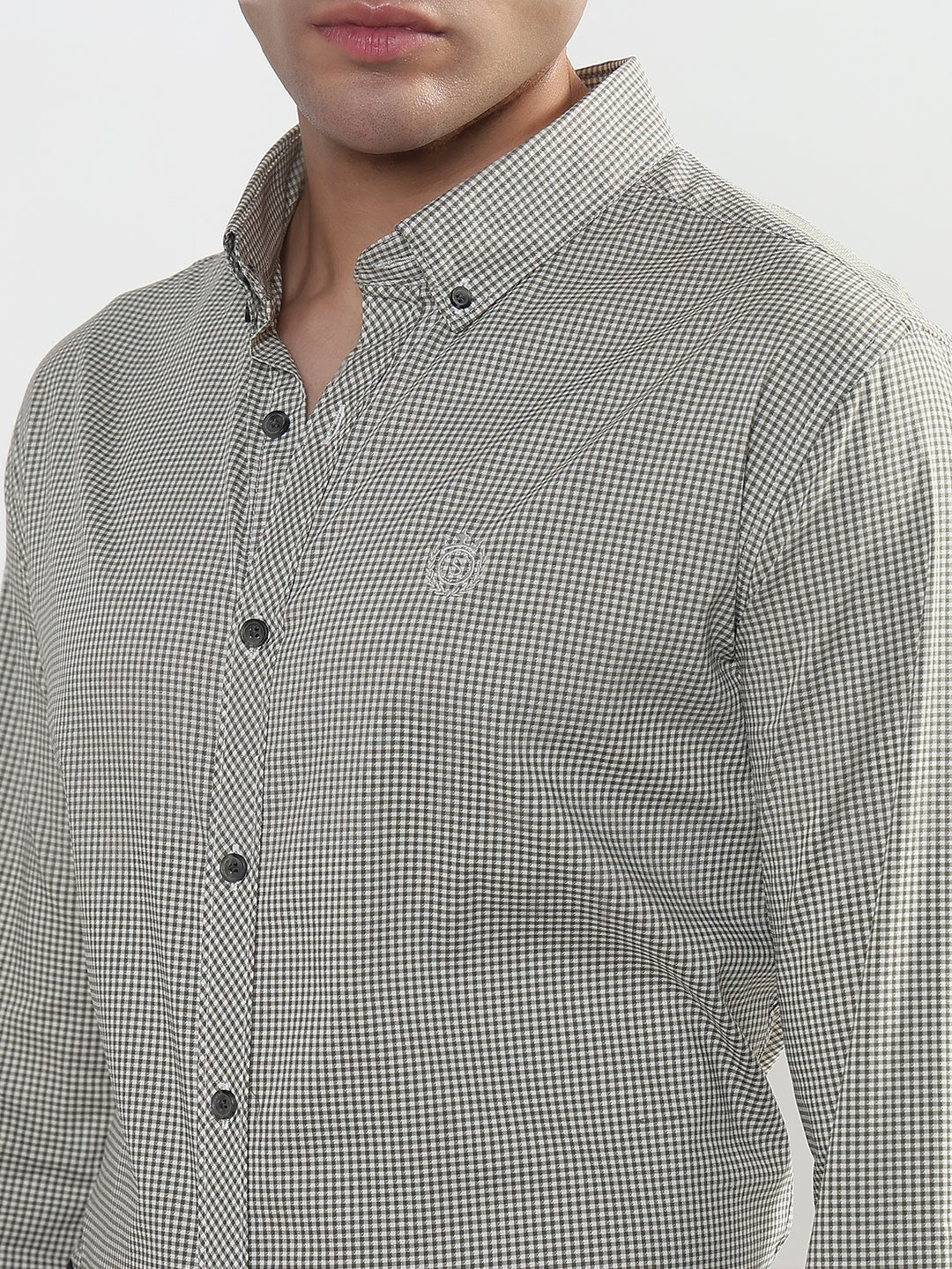 Men's Checked Green Slim Fit Formal Shirt