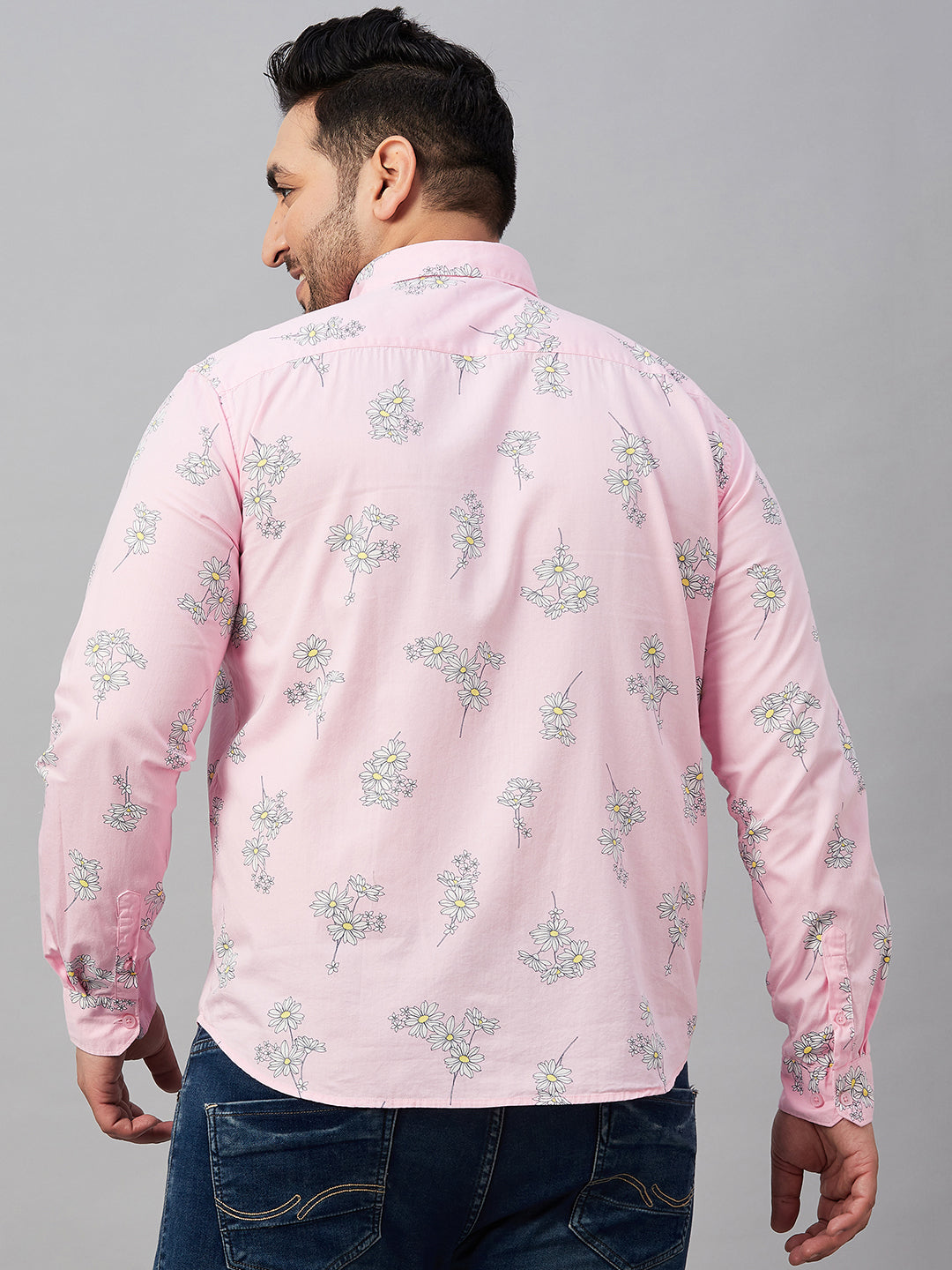 Men Printed Pink Smart Shirt