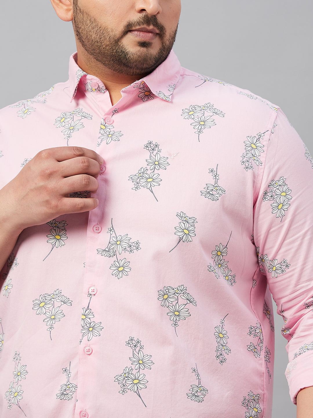 Men Printed Pink Smart Shirt