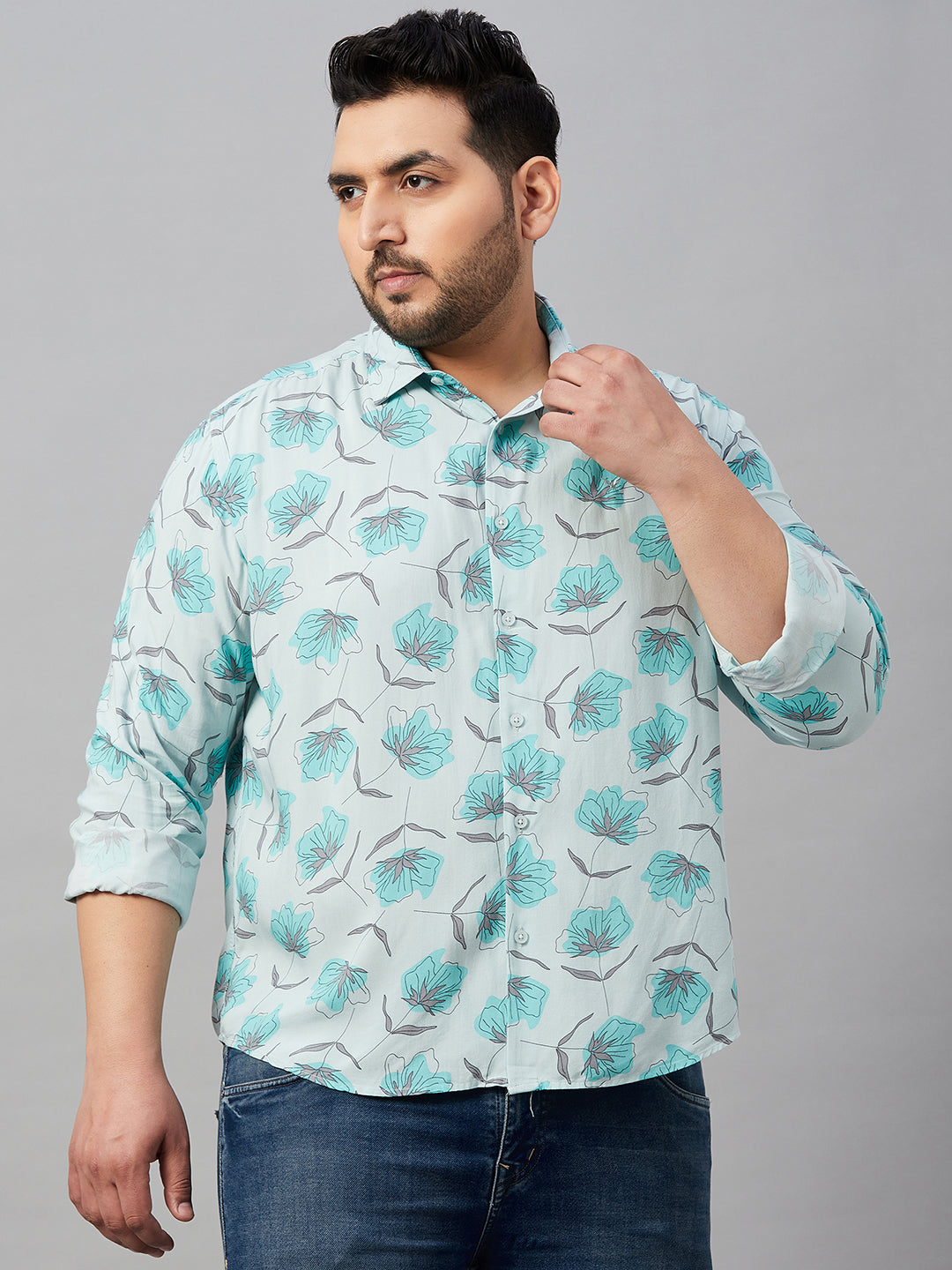 Men Printed Green Smart Shirt