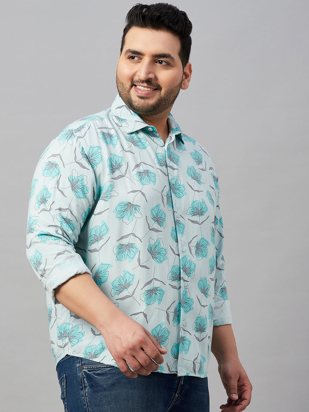 Men Printed Green Smart Shirt