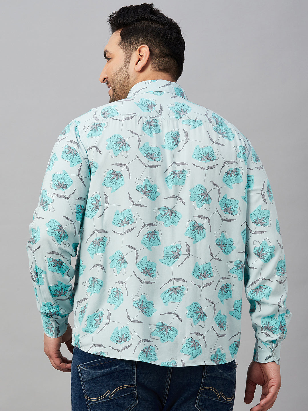 Men Printed Green Smart Shirt