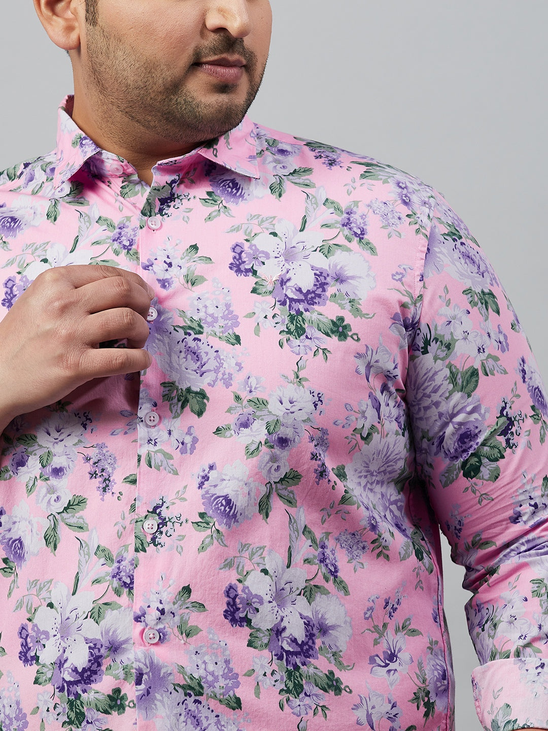 Men's Pink Floral Printed Cotton Casual Shirt