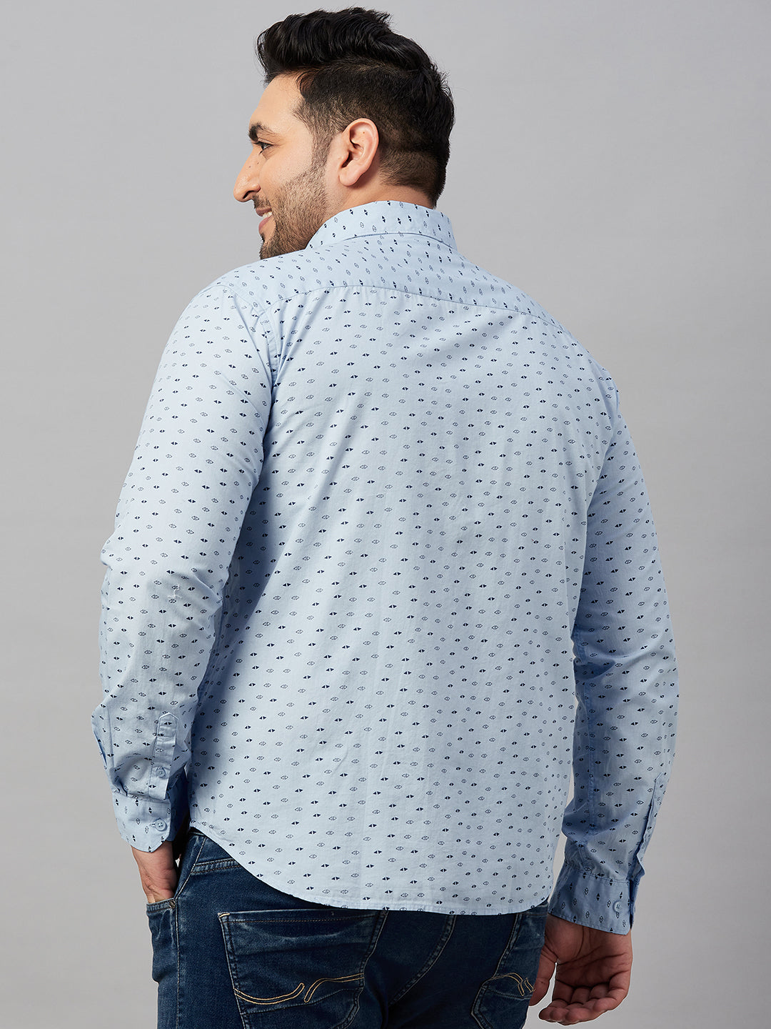 Men Printed Blue Smart Shirt