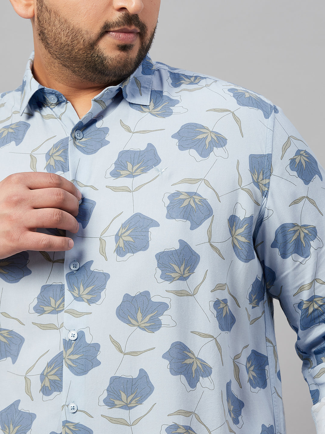 Men Printed Blue Smart Shirt