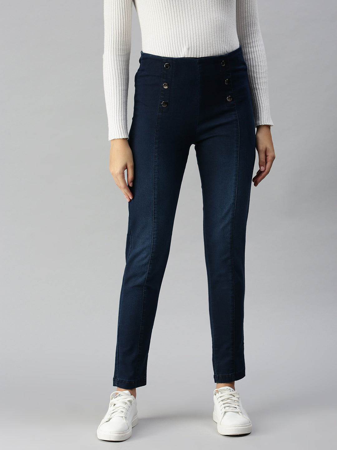 Women Solid Blue Skinny Fit Denim Jeans