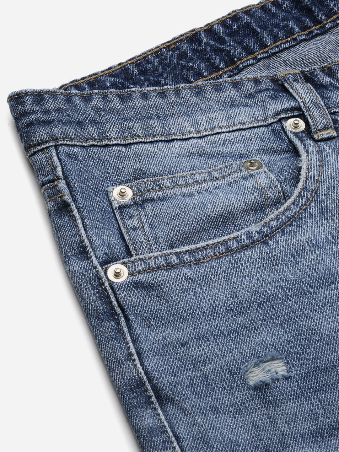 Men Regular Fit Cropped Blue Jeans