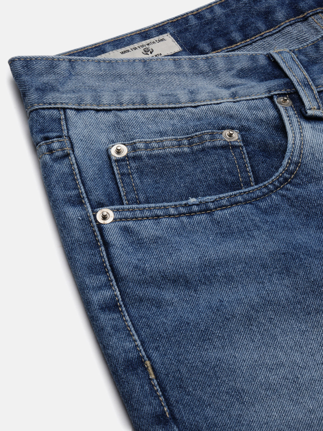 Men Regular Fit Cropped Blue Jeans