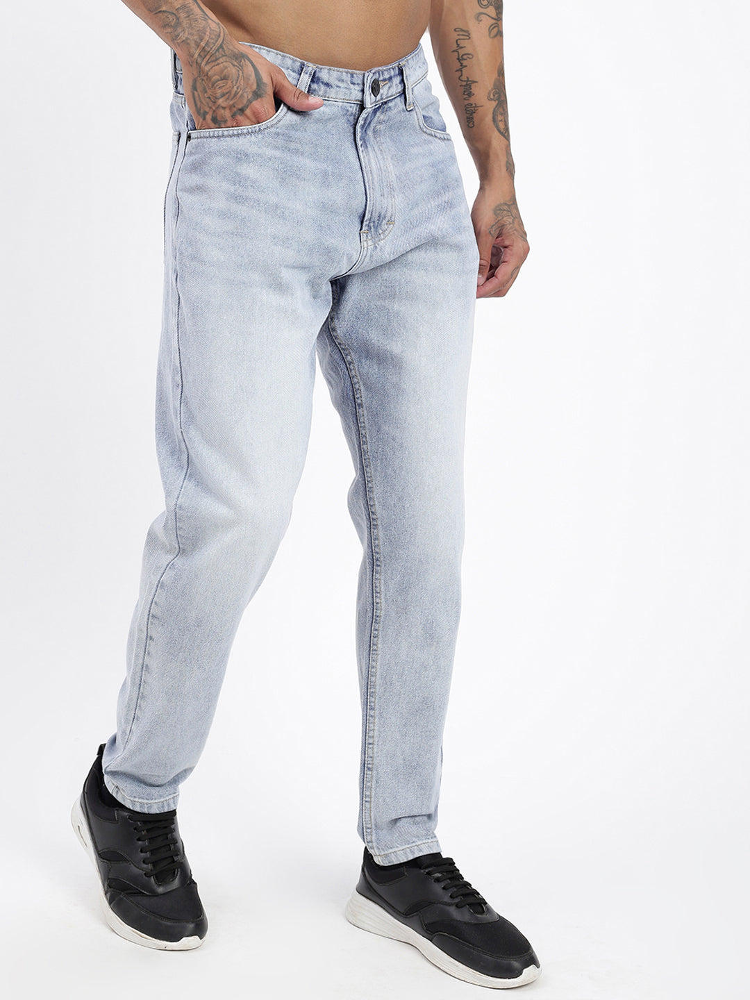 Men Blue Slim Fit Cropped Jeans