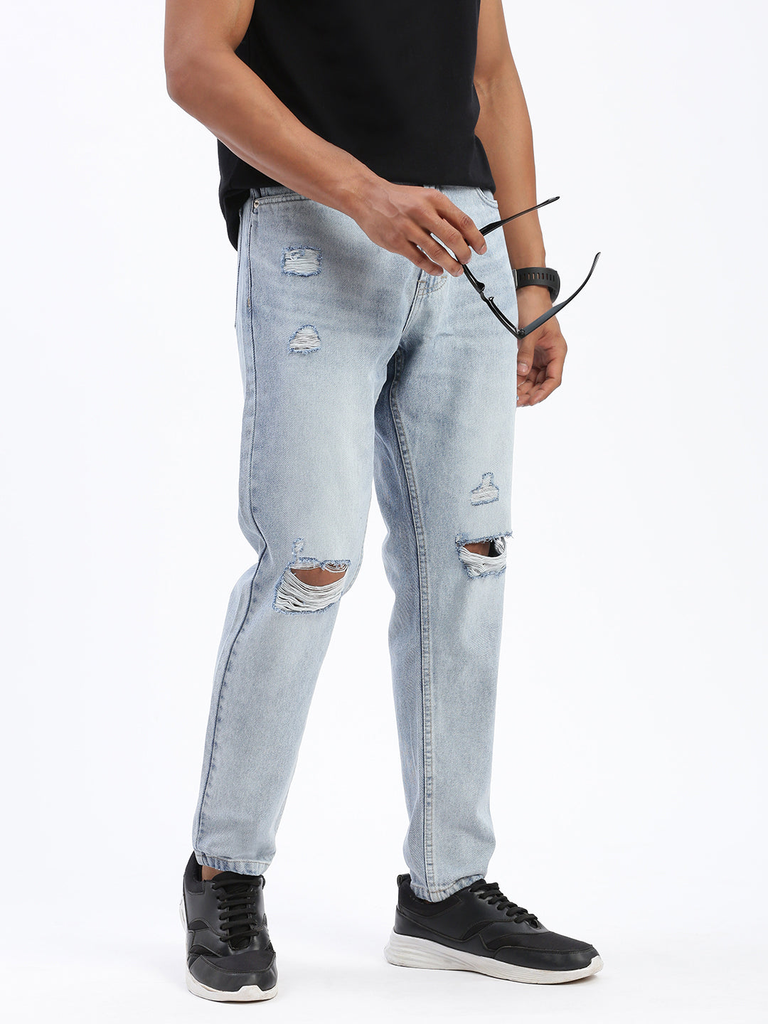 Men Blue Regular Fit Cropped Jeans