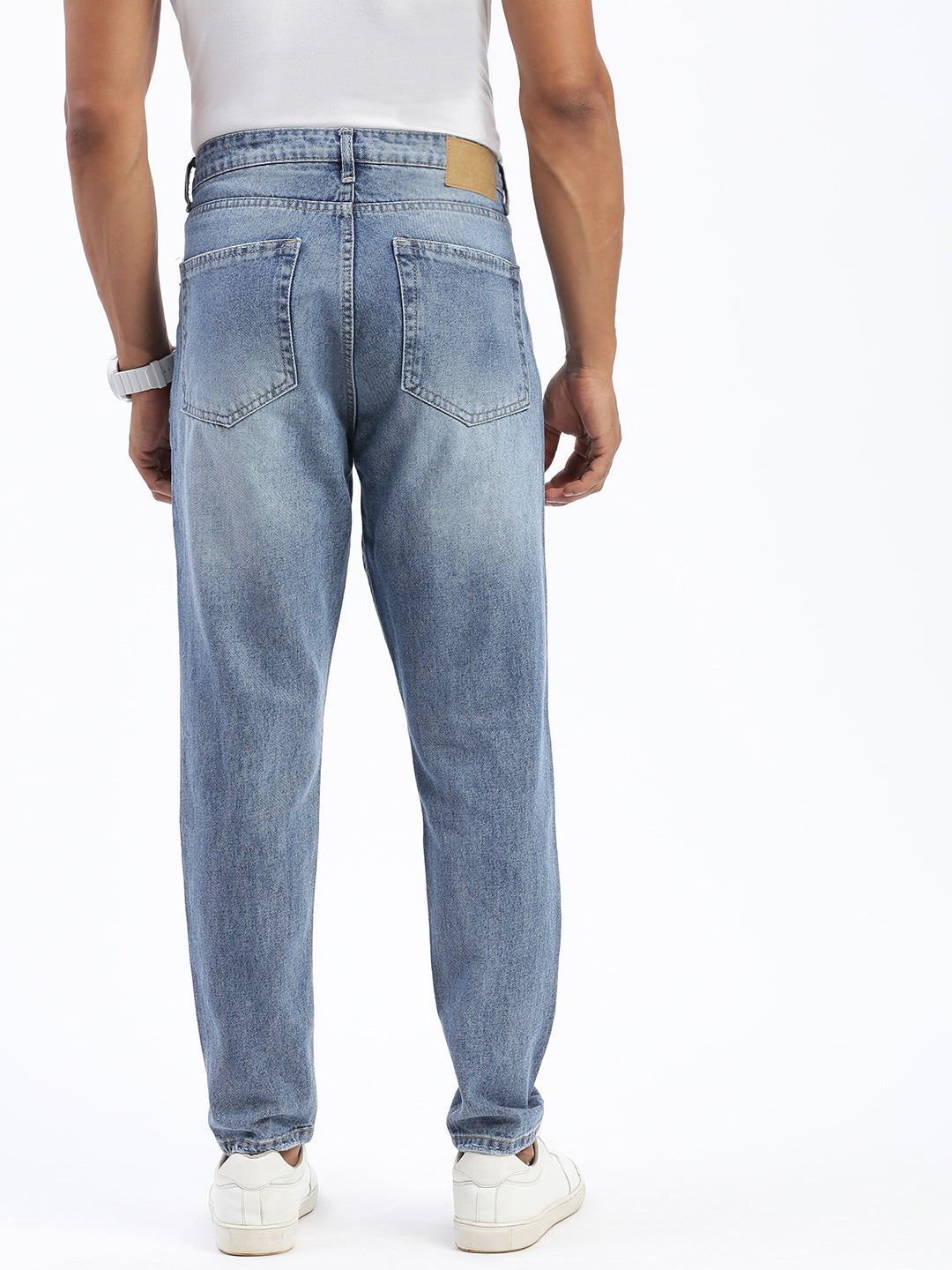 Men Blue Regular Fit Cropped Jeans