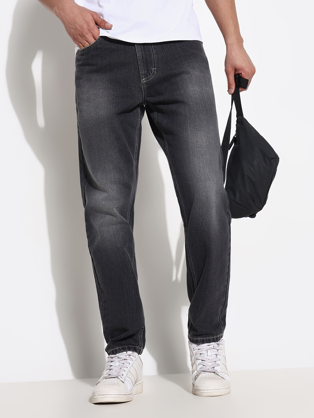 Men Grey Slim Fit Cropped Jeans