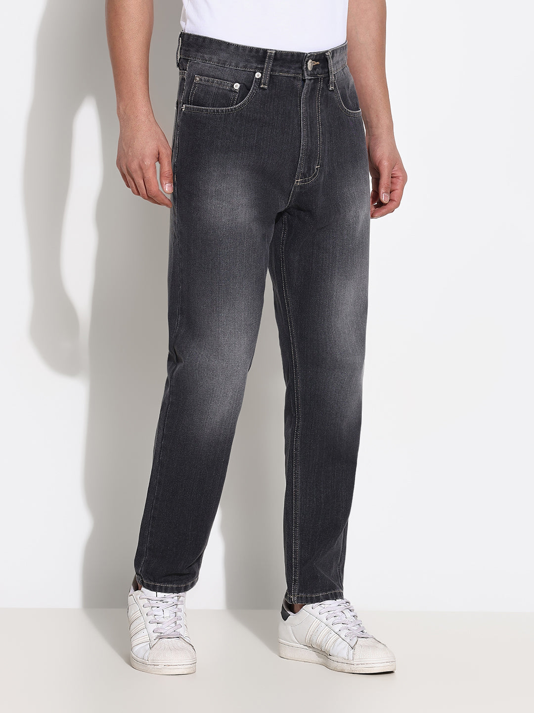 Men Grey Slim Fit Cropped Jeans