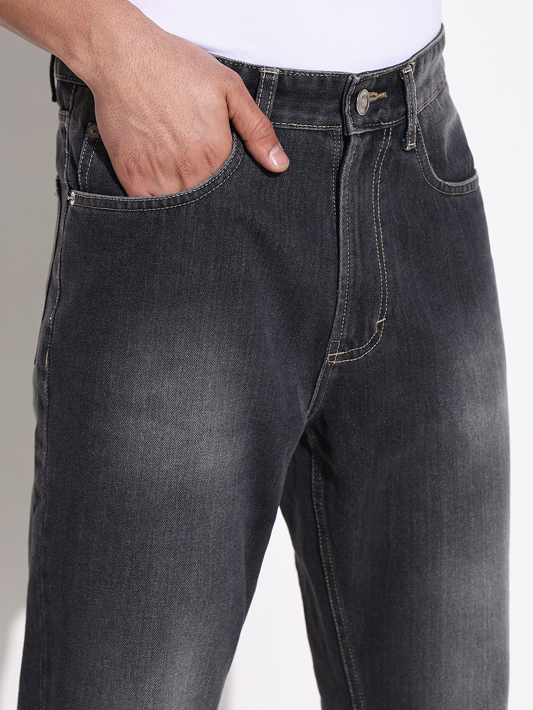 Men Grey Slim Fit Cropped Jeans