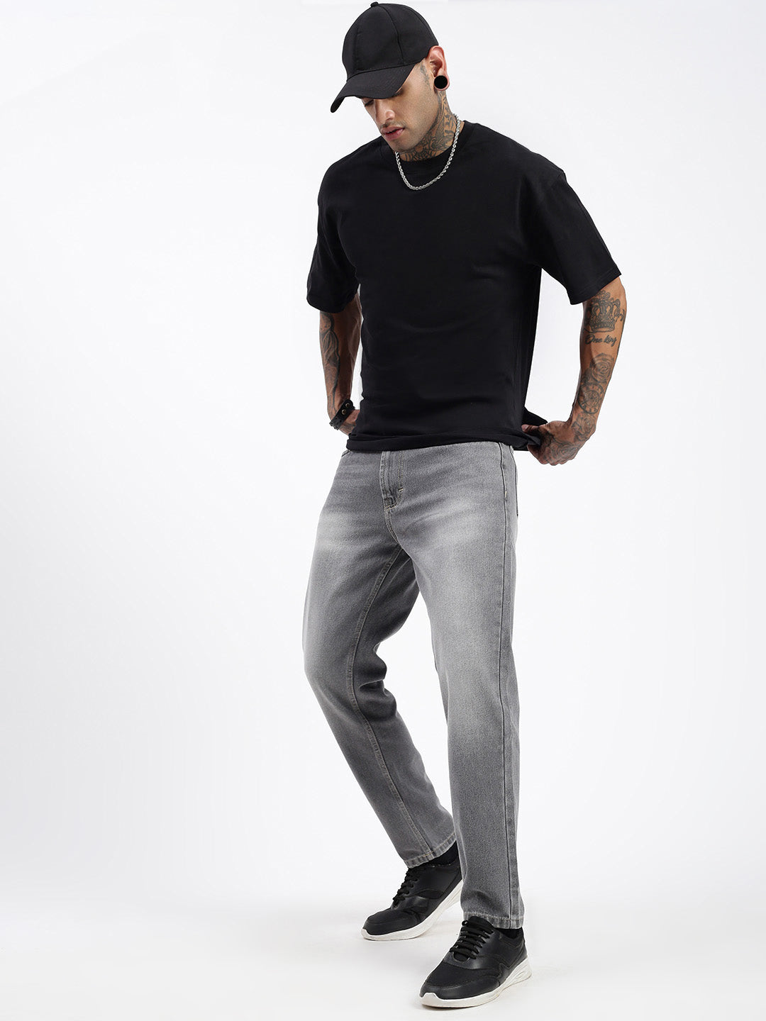 Men Grey Slim Fit Cropped Jeans