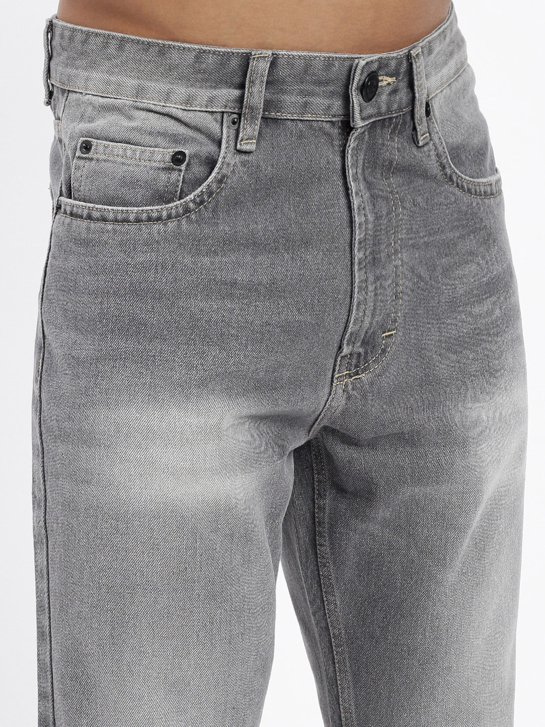 Men Grey Slim Fit Cropped Jeans