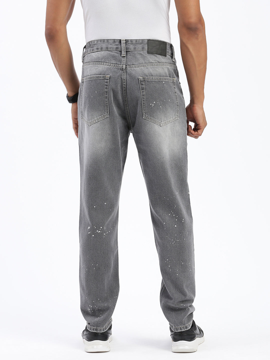 Men Grey Regular Fit Cropped Jeans