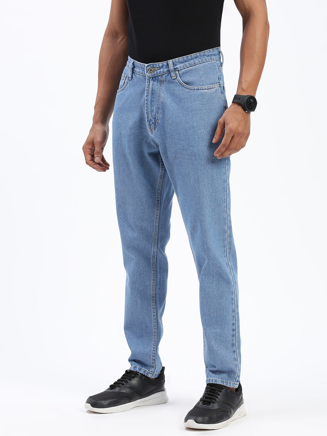 Men Blue Regular Fit Cropped Jeans