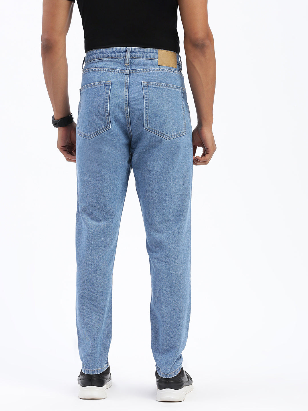 Men Blue Regular Fit Cropped Jeans