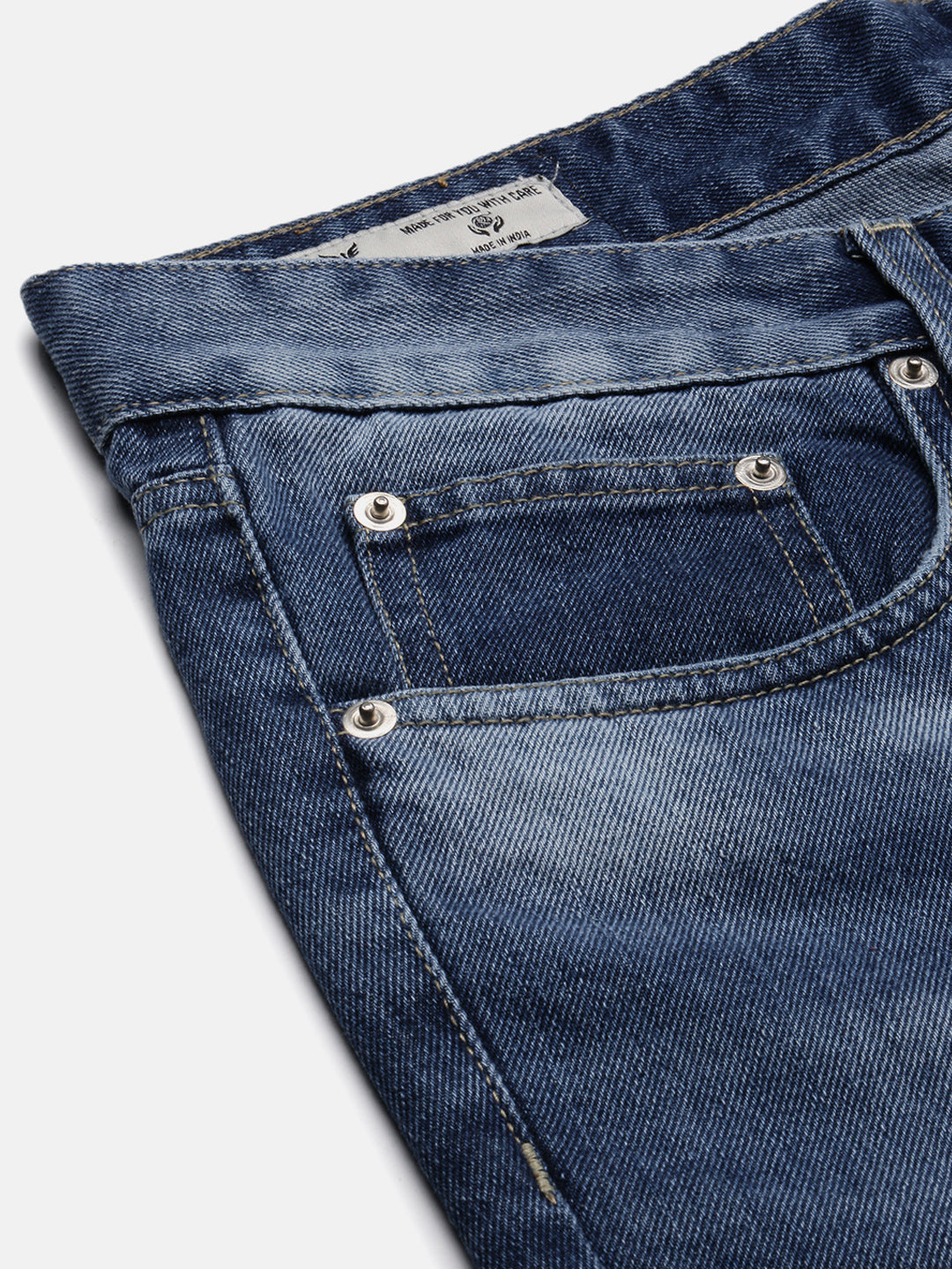 Men Regular Fit Cropped Blue Jeans