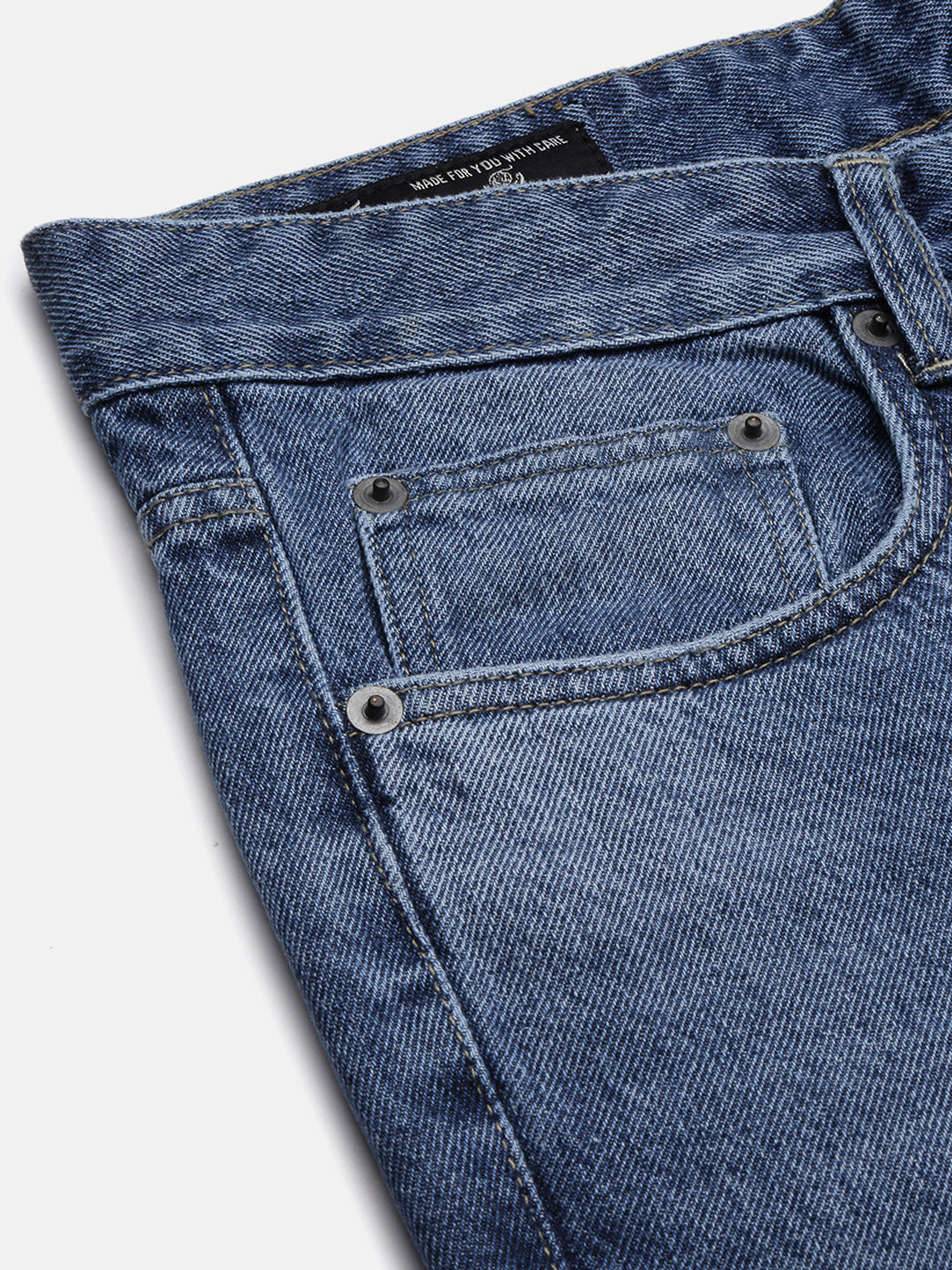 Men Regular Fit Cropped Blue Jeans