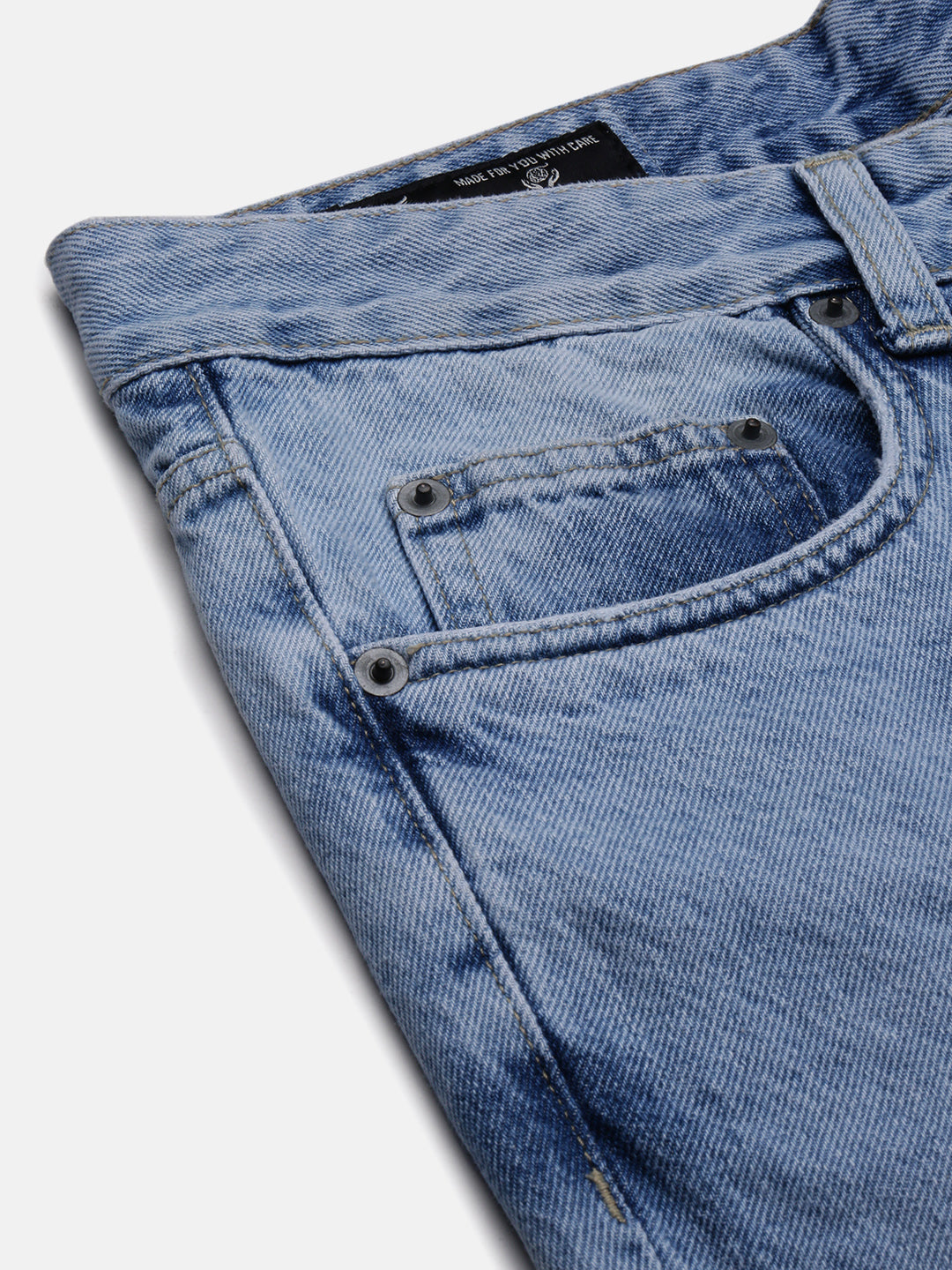 Men Regular Fit Cropped Blue Jeans