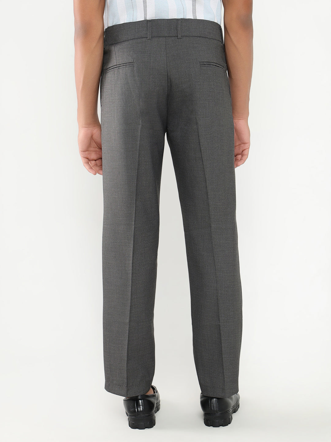 Men Grey Solid Formal Trousers