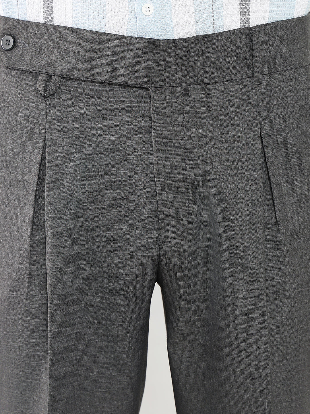 Men Grey Solid Formal Trousers