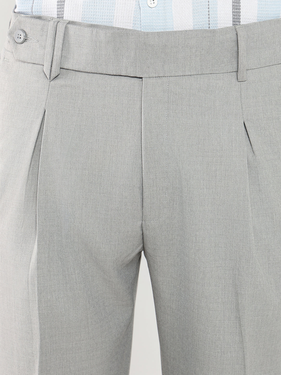 Men Grey Solid Formal Trousers