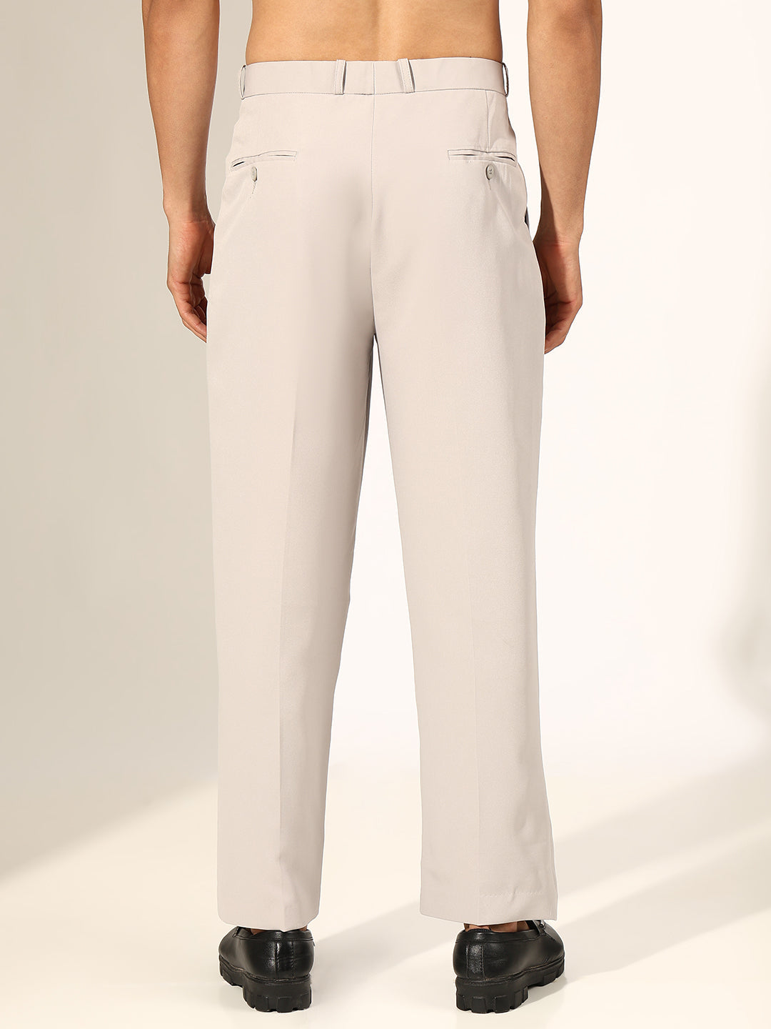 Men's Pleated Grey Regular Fit Korean Trouser