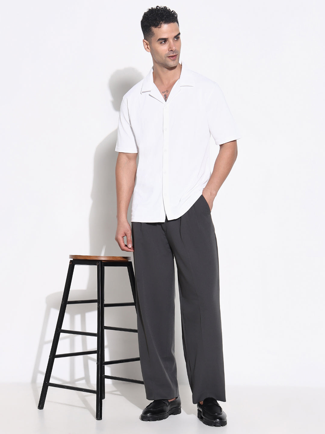 Men Grey Solid Formal Trousers