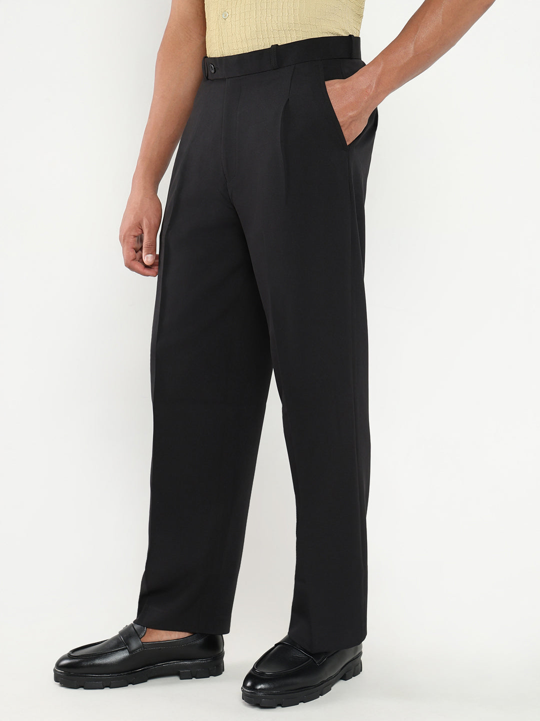 Men Black Solid Formal Trousers