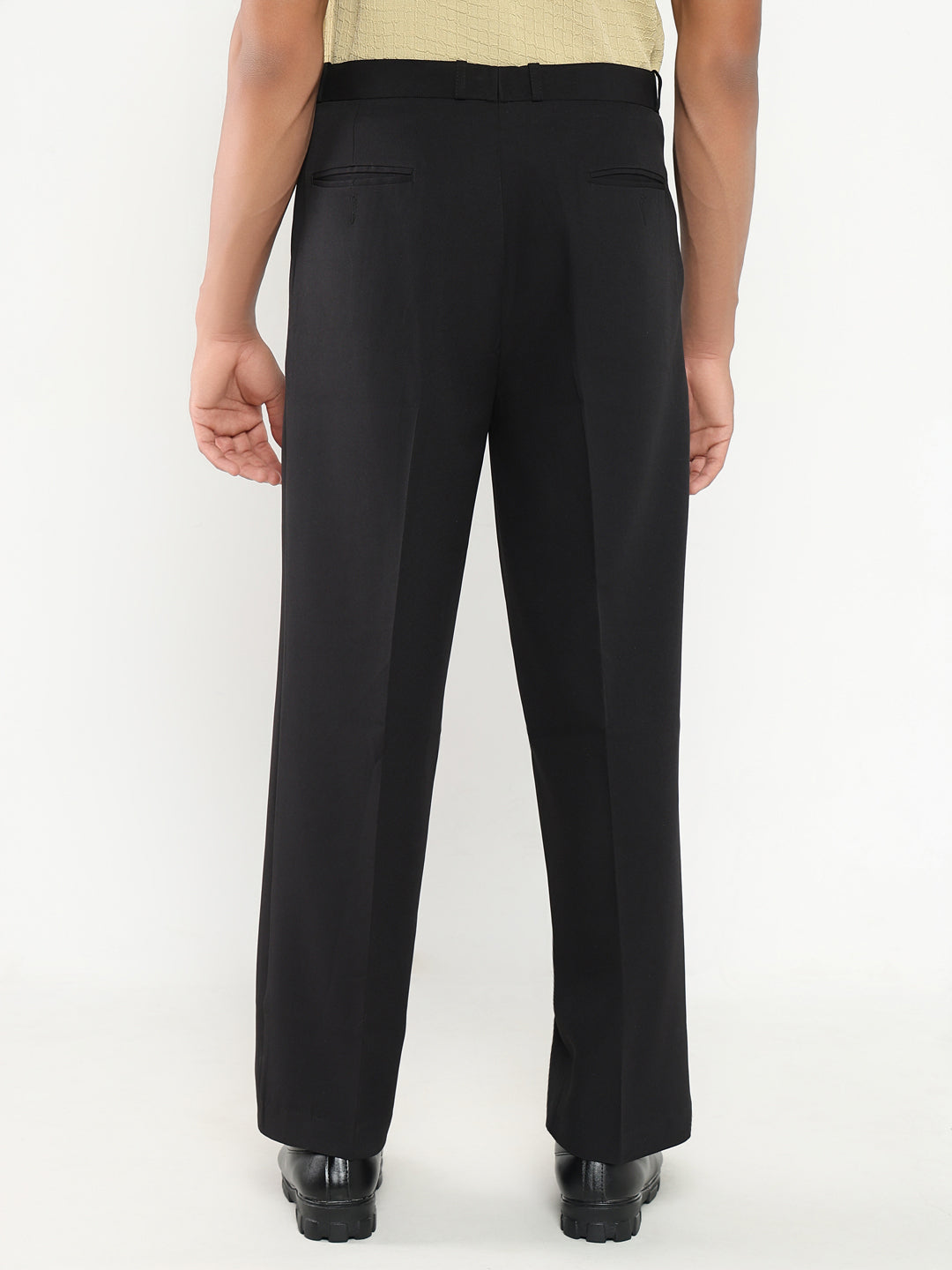 Men Black Solid Formal Trousers