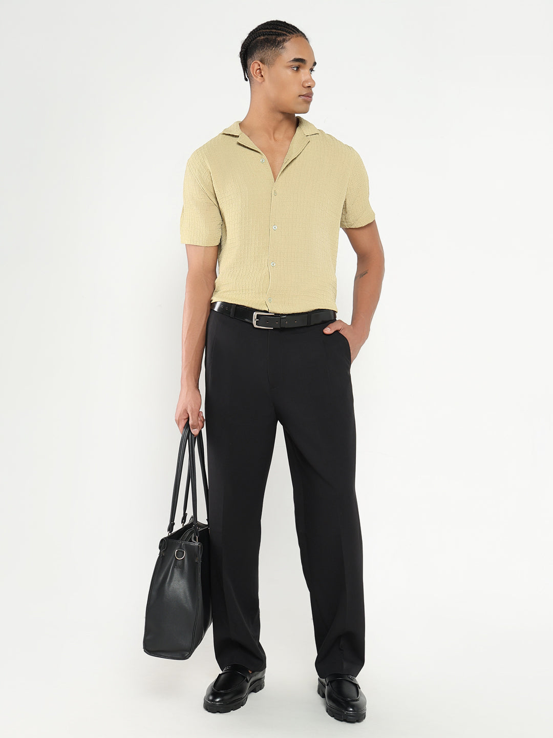 Men Black Solid Formal Trousers