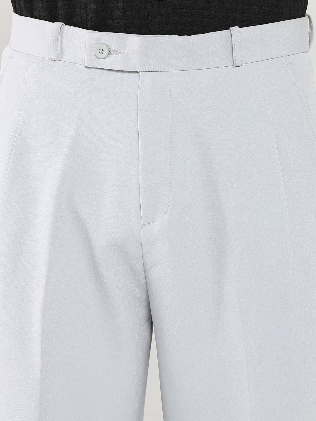 Men Grey Solid Formal Trousers