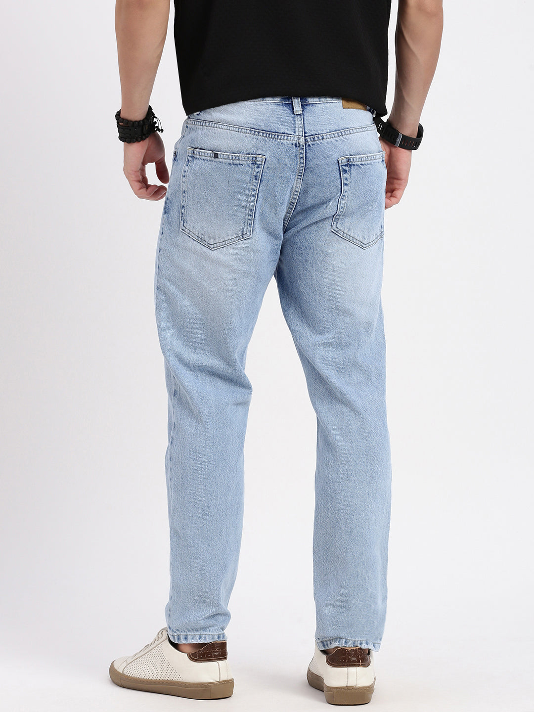 Men Regular Fit Cropped Blue Jeans