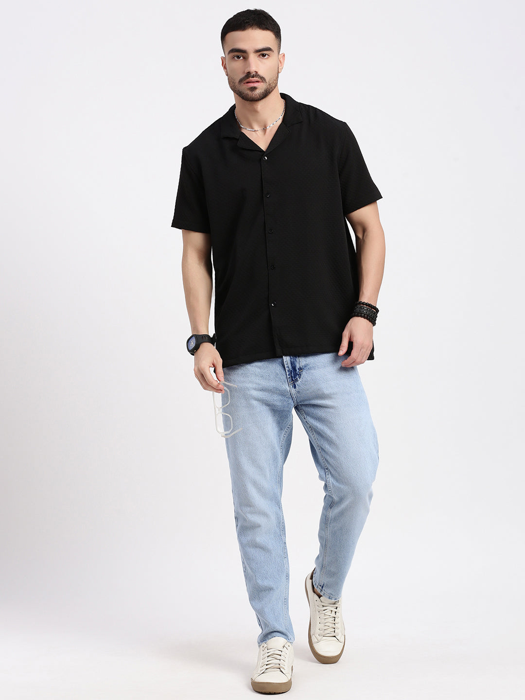 Men Regular Fit Cropped Blue Jeans