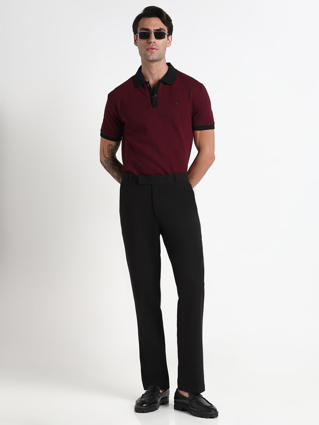 Men's Black Solid Straight Fit Formal Trousers