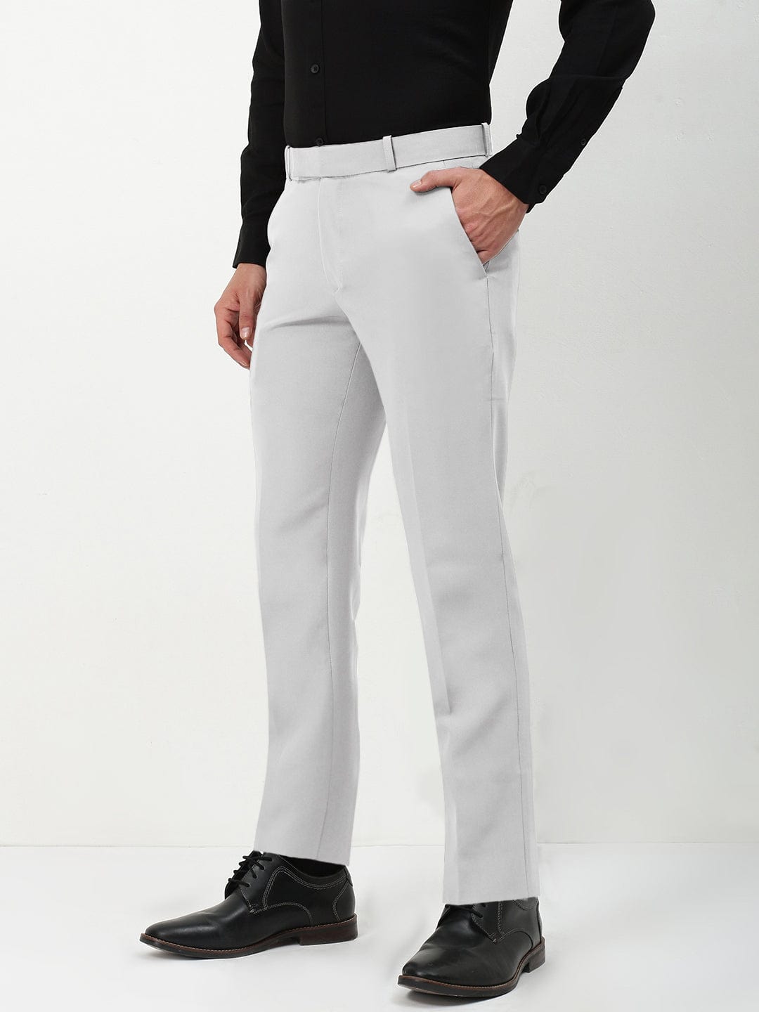 Men's White Slim Fit Formal Trousers