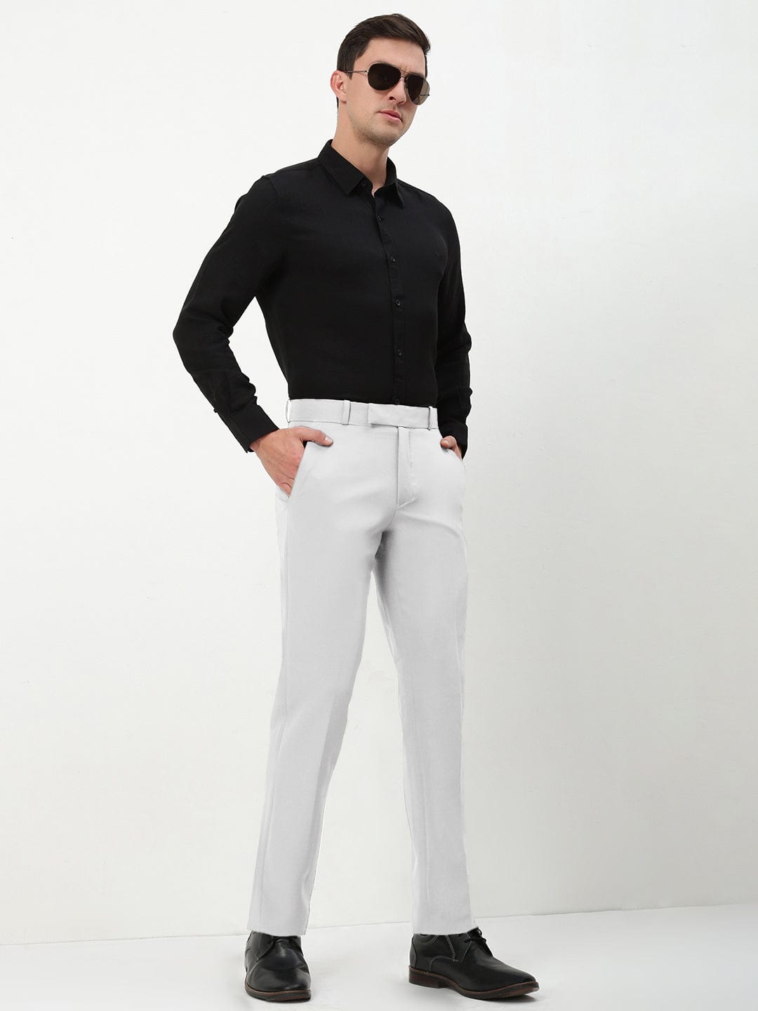 Men's White Slim Fit Formal Trousers